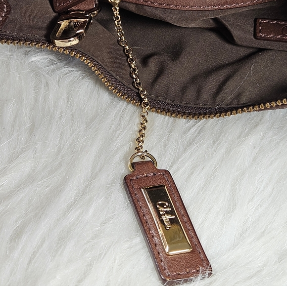 Cole Haan Dark Brown Leather Hobo Bag Braided Leather Details Shoulder Bag - Picture 8 of 12